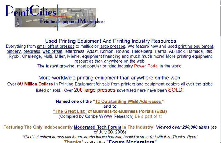 PrintCities Printing Equipment Marketplace